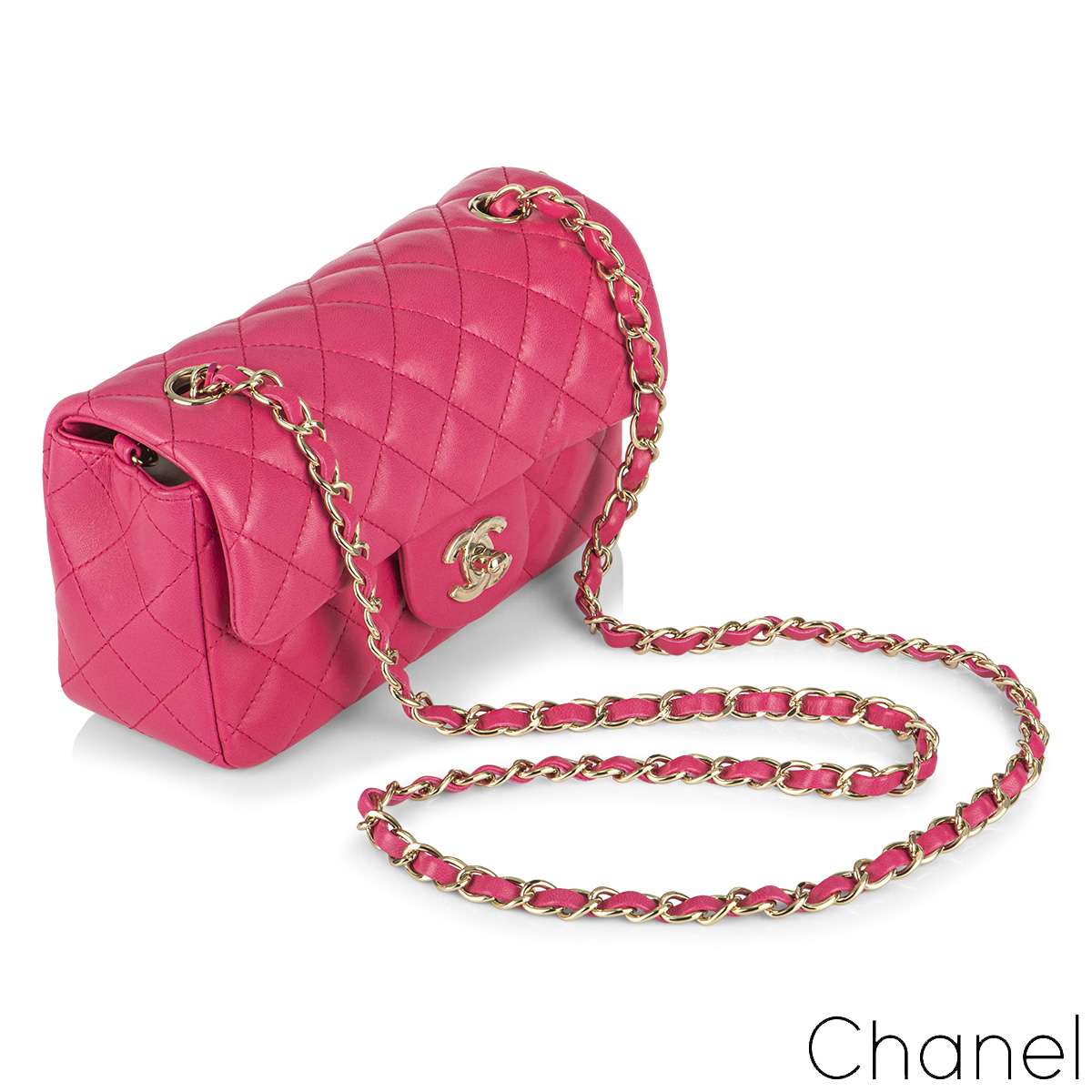 Chanel Fuchsia Pink Lambskin Classic Mini Flap Bag